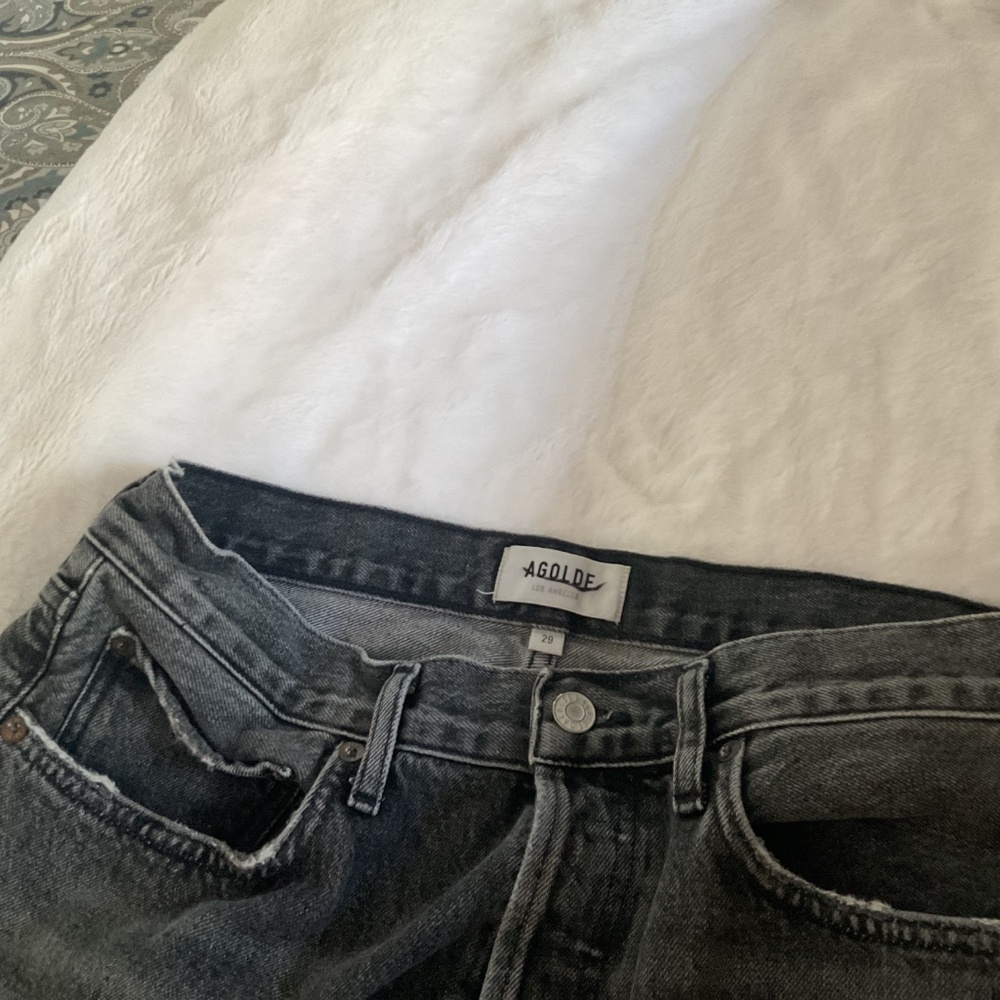 Agolde black high rise straight jeans - Picture 2 of 3